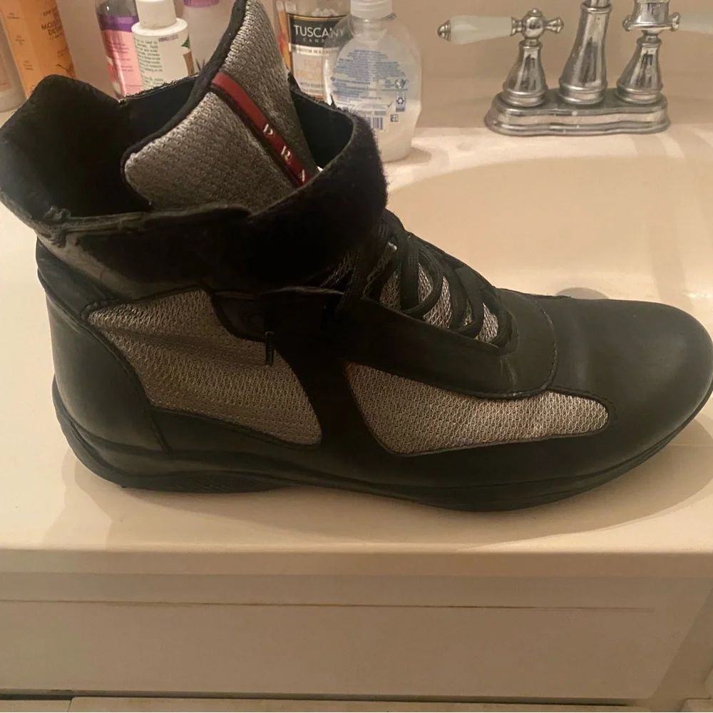 Prada high top sneakers/Boots.Black and Grey Size 11 - Picture 6 of 16
